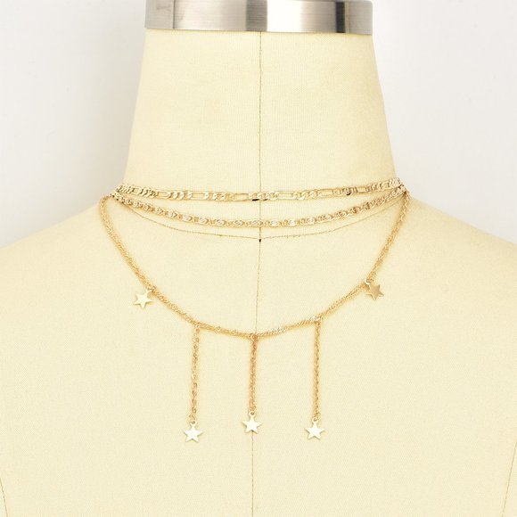 Stars Gold Necklace, Gift for Her, Stars Silver Pendant, Rose Gold Star Necklace - Picture 6 of 6